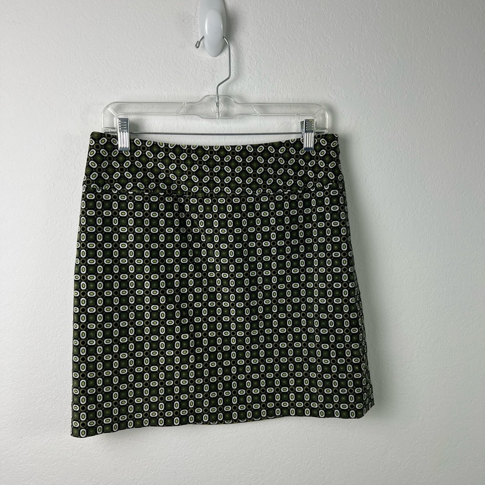 Etcetera Green Black White Velvet Mini Skirt Office Party Fall Winter
